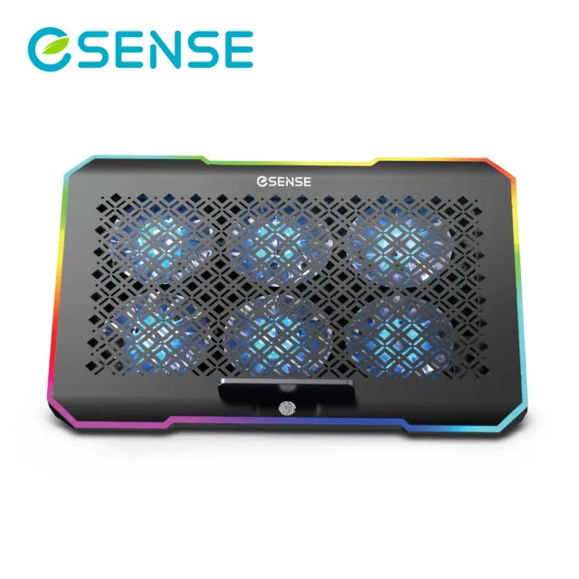 【ESENSE 逸盛】G12 RGB 極靜電競筆電散熱墊(17吋以下適用/6顆風扇/雙USB插槽/附手機支架)