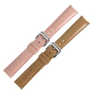 【Watchband】16.18.20mm / 各品牌通用 細緻柔軟 百搭款 真皮錶帶(櫻花粉/奶茶色)