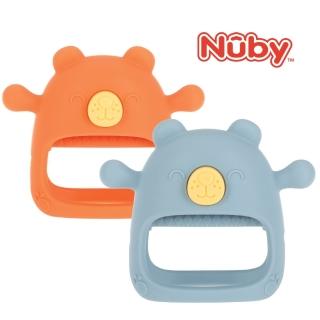 【Nuby官方直營】手握式矽膠固齒器-熊熊款(兩色可選)