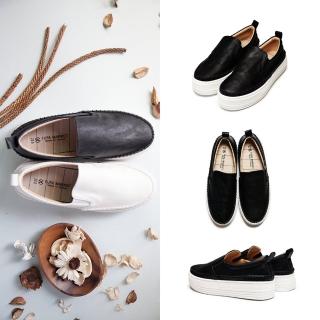 【FUFA Shoes 富發牌】名媛休閒厚底增高懶人鞋-黑 1BE07(女鞋/女懶人鞋/厚底鞋/便鞋)