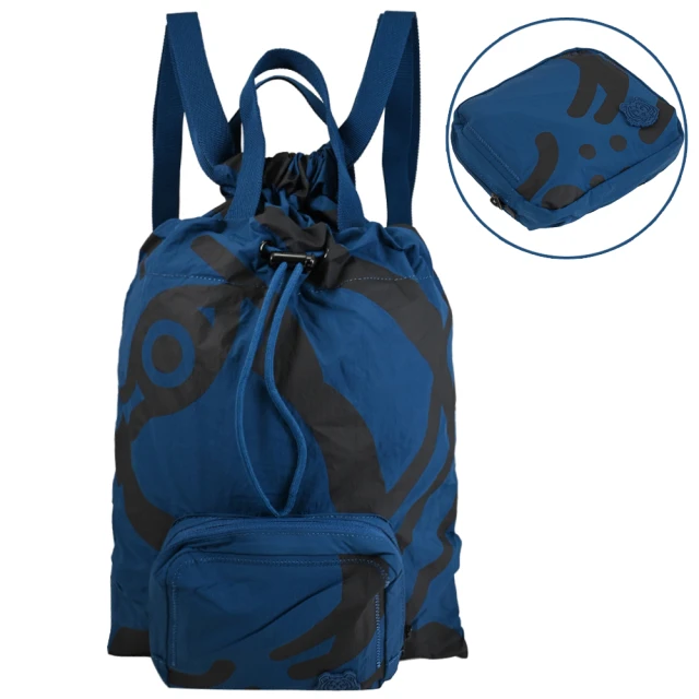 KENZO 品牌英文LOGO印花厚尼龍前口袋旅用包後背包(白