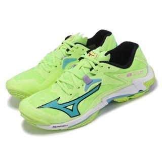 【MIZUNO 美津濃】排球鞋 Wave Lightning Z8 男鞋 螢光綠 藍 輕量 室內運動 羽排鞋 美津濃(V1GA2400-11)