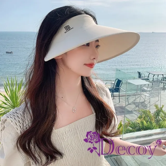 【Decoy】優閒渡假*帽檐加大冰絲涼感空頂防曬遮陽帽陽草帽(顏色可選)