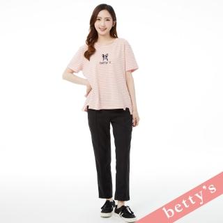 【betty’s 貝蒂思】後腰鬆緊壓褶直筒長褲(黑色)