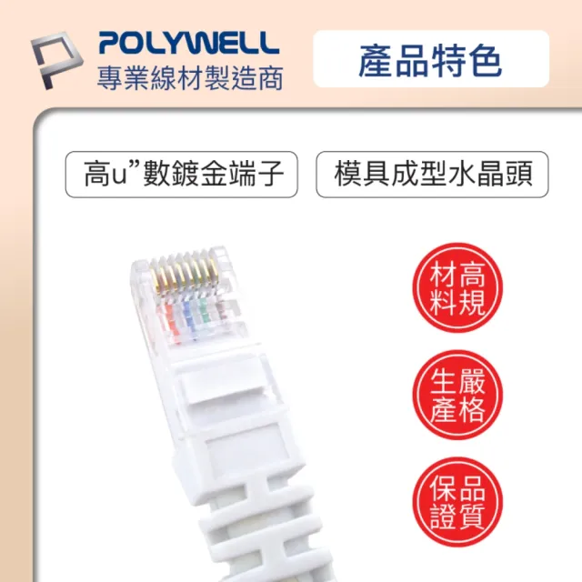 【POLYWELL】CAT6 網路線 /1M