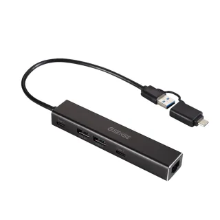 【ESENSE 逸盛】Type-C/USB3.0/RJ45 HUB集線器(外接高速網卡/支援1000M乙太網路連線/USB轉接)