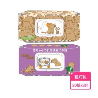 【水豚君】純水濕紙巾/柔濕巾 80抽 X 8包 不含新增使用更安心(加蓋)