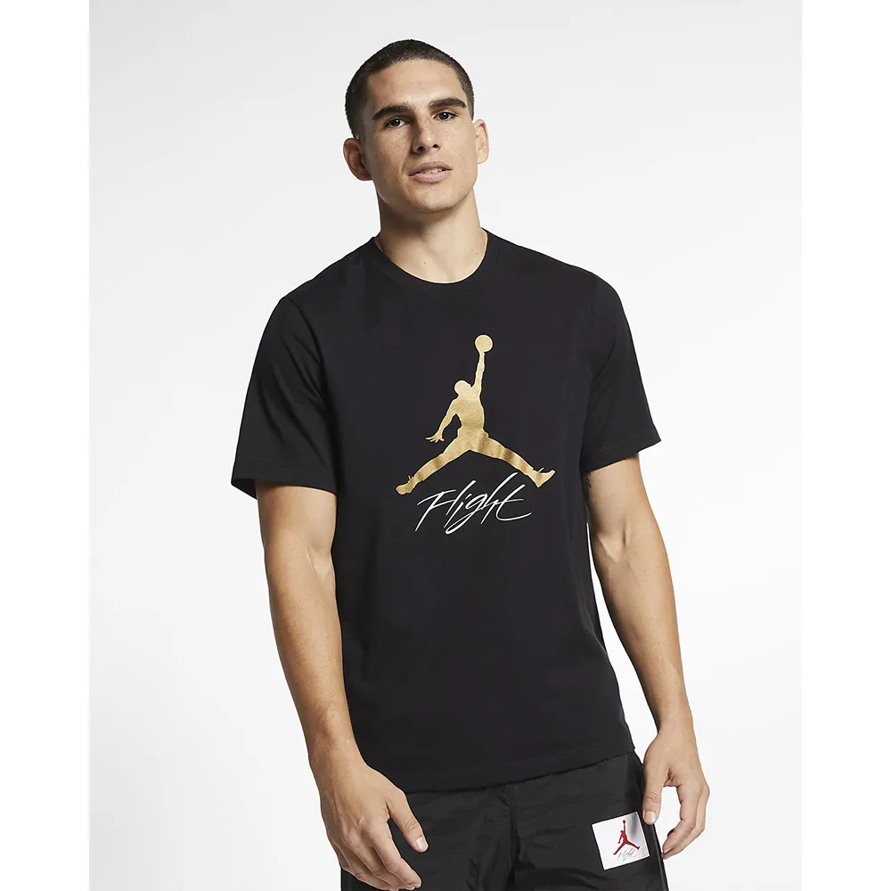 【NIKE 耐吉】短袖 上衣 T恤 運動 休閒 男 女 AS JUMPMAN FLIGHT HBR TEE Jordan 喬丹 黑色(AO0665011)