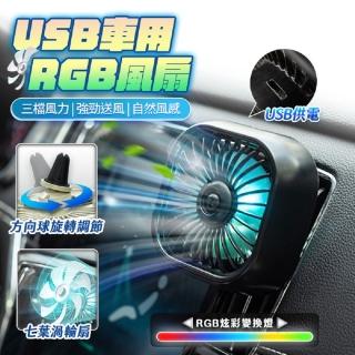 【FJ】車用RGB迷你USB供電風扇YE2(2入組)