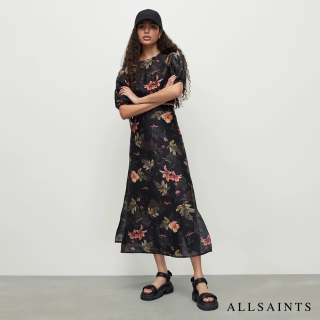 【ALLSAINTS】VIVIANA 真絲混紡花卉印花長裙 WS062Y(舒適版型)