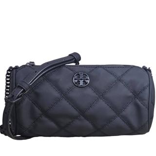 【TORY BURCH】willa 新款小香風霧黑logo 筆筒包手提斜背兩用包(贈原廠紙袋母親節送禮七夕母親節送禮)
