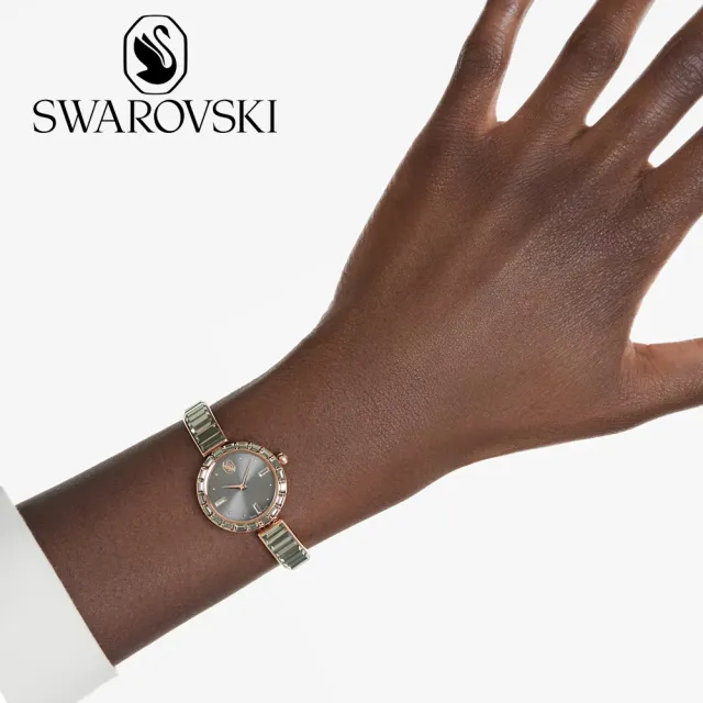 【SWAROVSKI 施華洛世奇】Matrix Bangle系列 水晶腕錶-25mm灰(5679887)