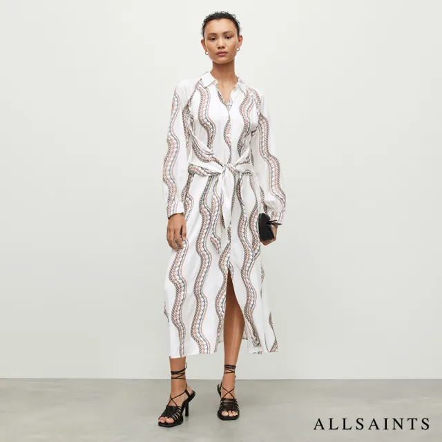 【ALLSAINTS】LETICIA 人造絲印花襯衫洋裝 WD437Y(常規版型)