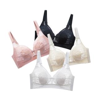 【JoyNa】薄杯哺乳內衣 深V集中透氣無鋼圈內衣(薄杯蕾絲.透氣不悶熱.前開扣)