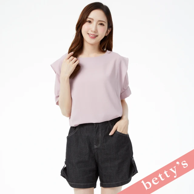 betty’s 貝蒂思betty’s 貝蒂思 腰鬆緊撞色鈕釦短褲(淺黑)