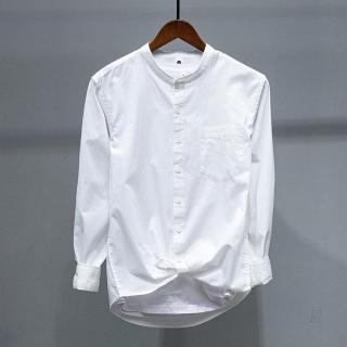 【巴黎精品】現貨+預購 襯衫長袖上衣(純棉休閒簡約純色男裝a1et35)