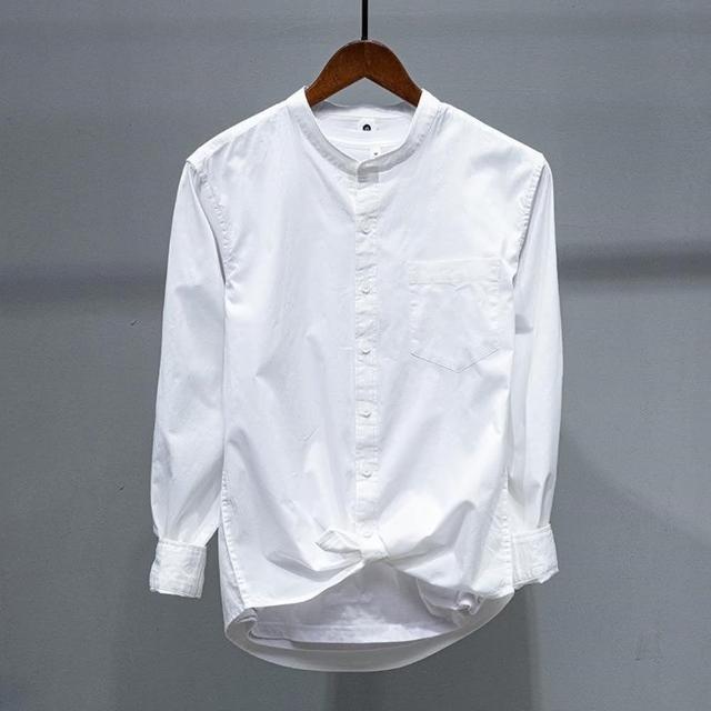 【巴黎精品】現貨+預購 襯衫長袖上衣(純棉休閒簡約純色男裝a1et35)