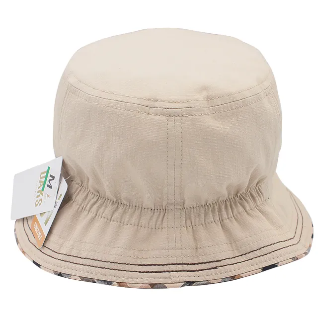 【DAKS】經典LOGO刺繡抗UV超輕量遮陽帽漁夫帽(卡其色)