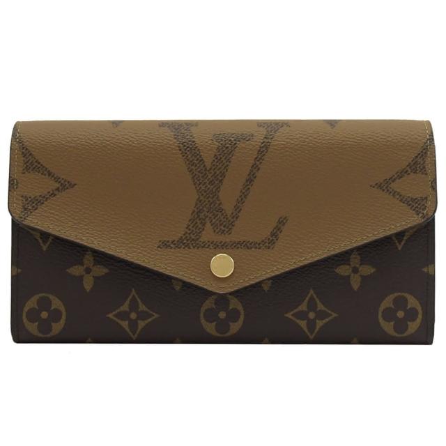 【Louis Vuitton 路易威登】LV M80726 SARAH 經典花紋拼接扣式發財零錢長夾(現貨)