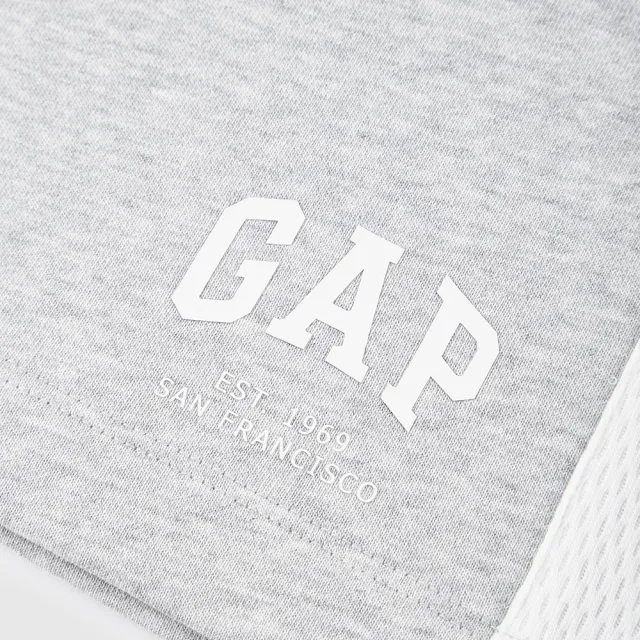 【GAP】男裝 Logo抽繩鬆緊短褲-灰色(465590)