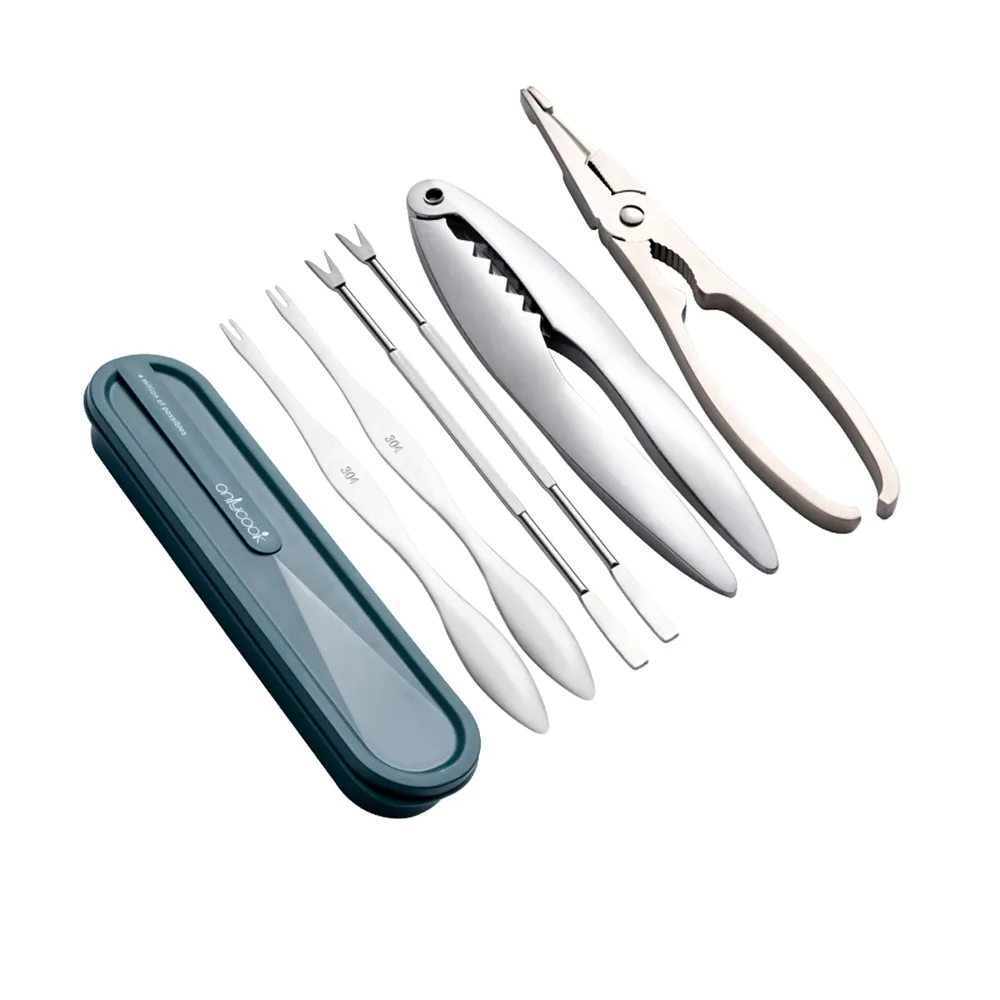 PUSH!】餐具用品吃蟹工具豪華6件套螃蟹大閘蟹工具蟹針蟹夾(吃螃蟹工具