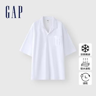 【GAP】男裝 Logo短袖POLO衫-白色(464159)