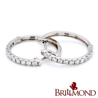 【BRILLMOND JEWELRY】PT950鉑金 50分 環式 天然鑽石耳環(鑽石總重50分 全PT950鉑金臺)