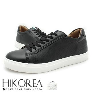 【HIKOREA】正韓製。男款增高4cm素面皮革透氣孔洞鞋舌撞色休閒鞋/版型正常(73-418共2色/現+預)