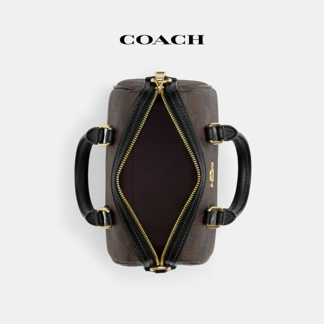 【COACH蔻馳官方直營】經典Logo迷你ROWAN斜背手袋-IM/棕色/黑色(CS183)