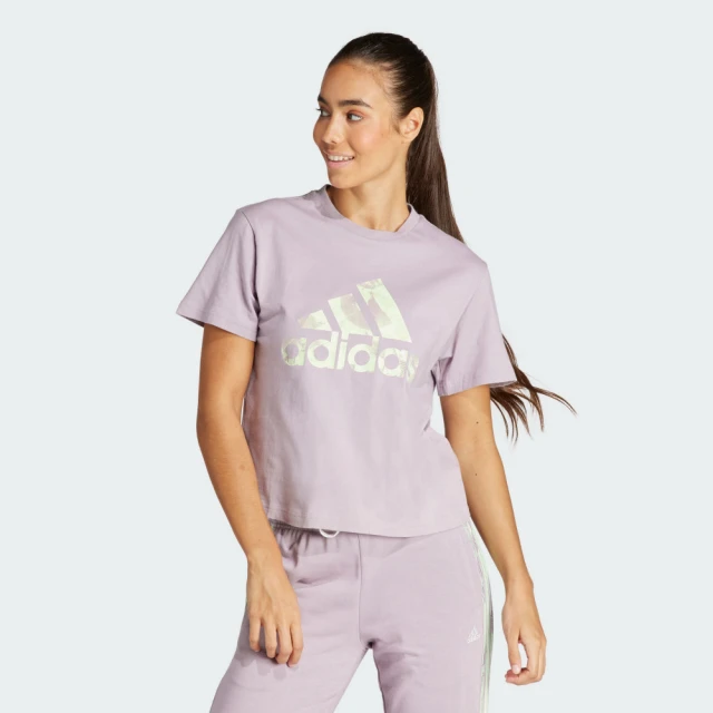 adidas 愛迪達 LOGO 短袖上衣 T恤 女 IS4256