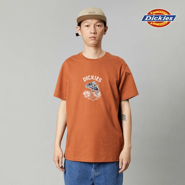 Dickies 男女款雲白色純棉背面大圖案印花設計短袖T恤｜