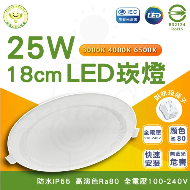 HappyBright 樂亮 12入組 25W LED囍月崁燈 18cm嵌入孔 崁燈(白光/中性光/黃光)