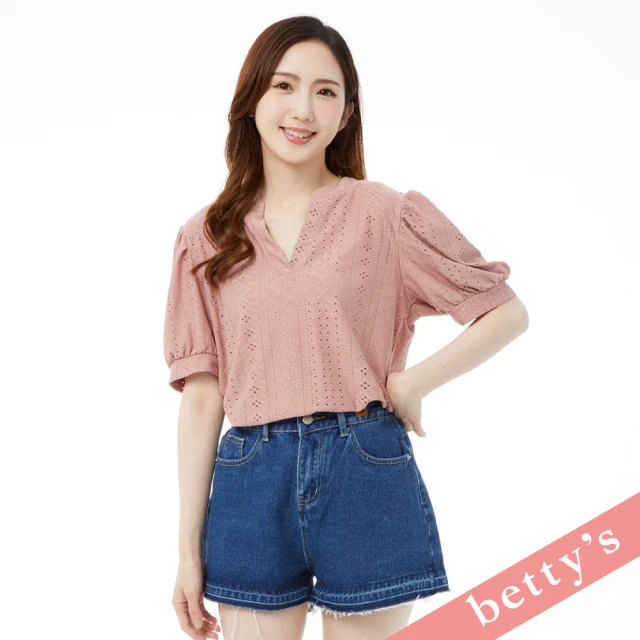 betty’s 貝蒂思 腰鬆緊率性不收邊牛仔短褲(深藍)好評