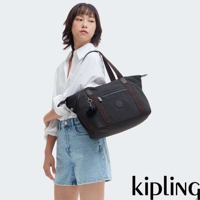 【KIPLING官方旗艦館】曜岩黑品牌經典圓標手提側背包-ART