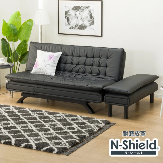 NITORI 宜得利家居NITORI 宜得利家居 ◎耐磨耐刮貓抓皮 耐磨皮革沙發床 N SHIELD ROCK2 RIGHT COUCH BK EC