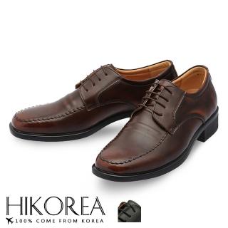 【HIKOREA】韓國空運。紳士款仿舊刷色3.8CM皮革拼接綁帶尖頭皮鞋/版型偏小(73-367共2色/現+預)