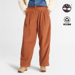【Timberland 官方旗艦】女款深棕色天絲燈芯絨寬褲(A6H85K43)
