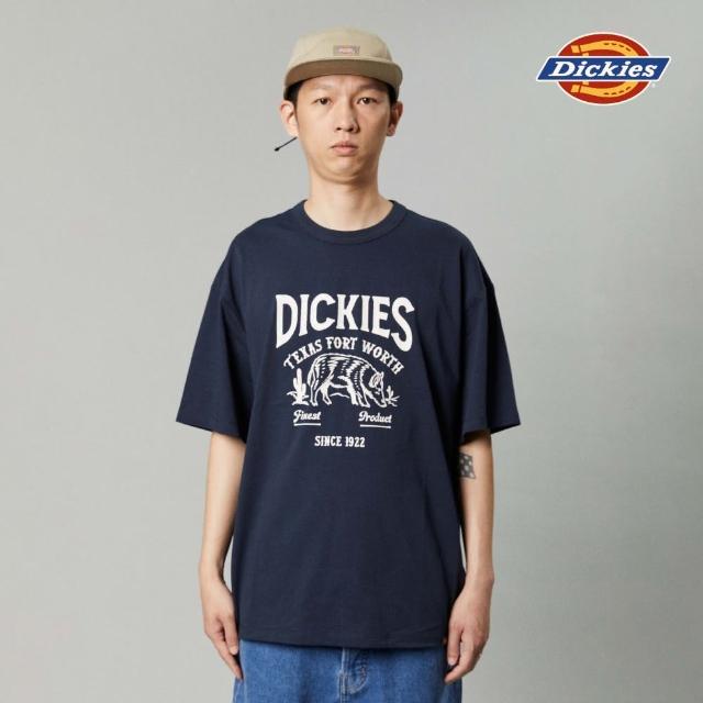 【Dickies】男女款深海軍藍重磅咖啡紗動物圖騰印花戶外短袖T恤｜DK013087CG7