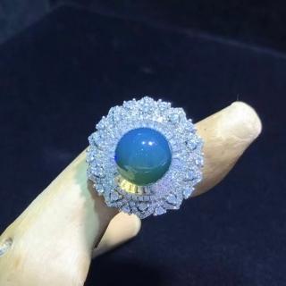 【勝弘珠寶】多明尼加藍珀時尚戒指-11mm