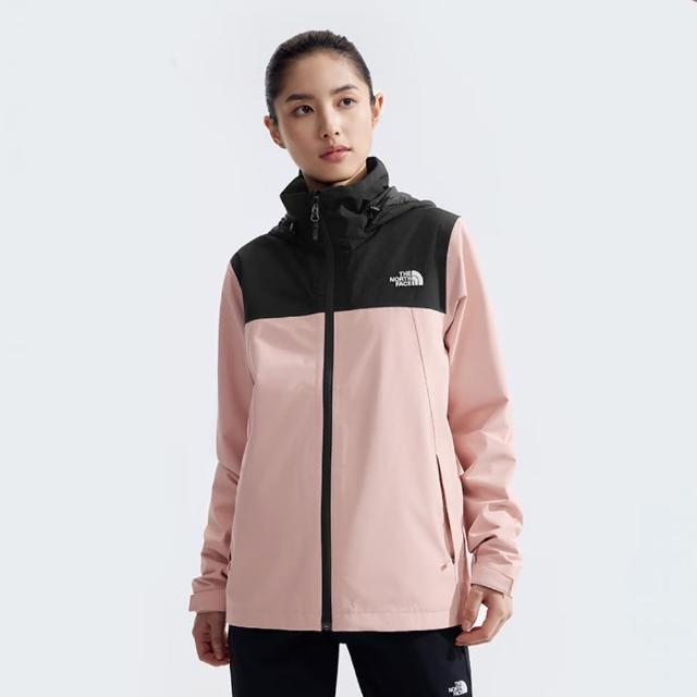 【The North Face】北臉 外套 女款 運動連帽外套 衝鋒衣 防風 防潑水  黑粉 NF0A88FYLK6