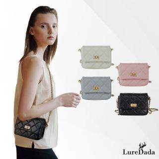 【LureDada 鹿兒搭搭】母親節禮物 真羊皮小方包 小廢包 斜揹包 經典格紋(招財／禮物)