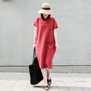 【LANNI 藍尼】★休閒棉質修身舒適連身裙(女裝/洋裝/套裝/長版上衣/連身裙)