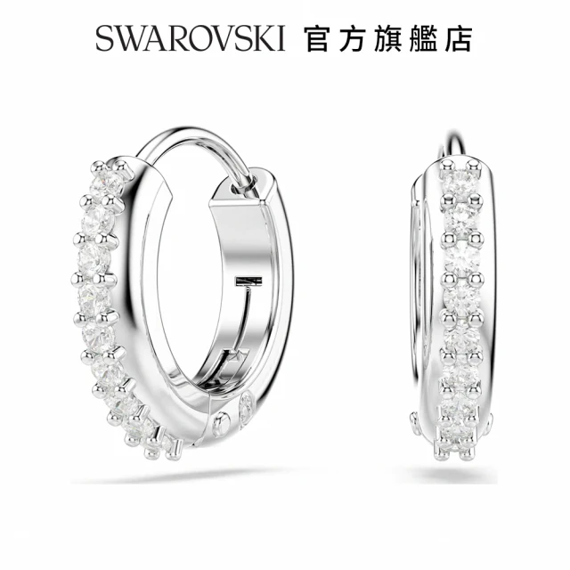 SWAROVSKI 施華洛世奇 Matrix 大圈耳環 圓形切割 白色 鍍白金色(情人節禮物)