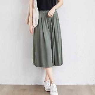 【LANNI 藍尼】★寬鬆七分泡泡寬管褲裙(女裝/褲子/長褲/短褲/休閒/九分褲)
