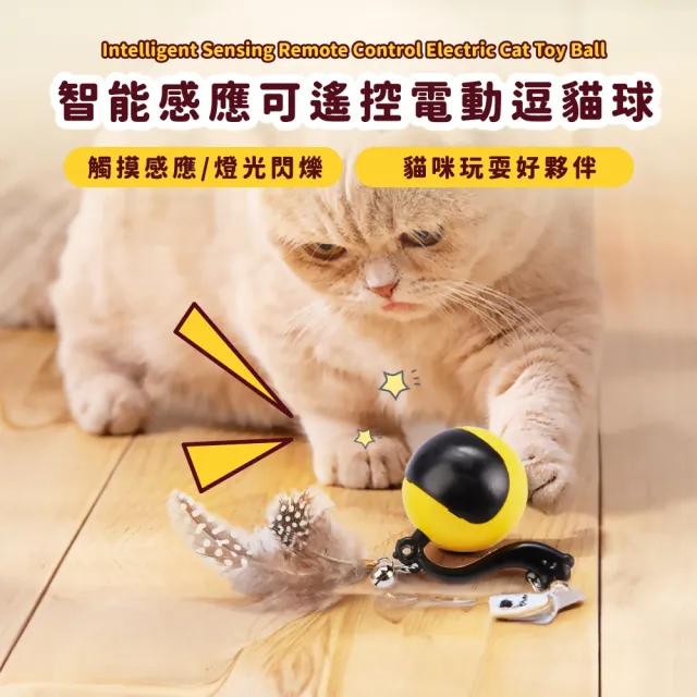 【貓抓球】智能感應可遙控電動逗貓球(發聲玩具 小鳥 逗貓棒 鈴鐺 電動球 貓咪 寵物玩具 狗 引力球 響紙)