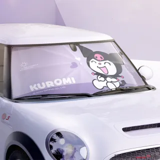 【SANRIO 三麗鷗】酷洛米大耳狗美樂蒂凱蒂貓車用加粗十骨前擋遮陽傘 汽車遮陽傘附傘套(前擋遮陽板)