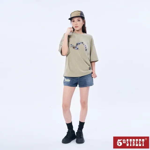 【5th STREET】女裝復古美式短褲-石洗藍