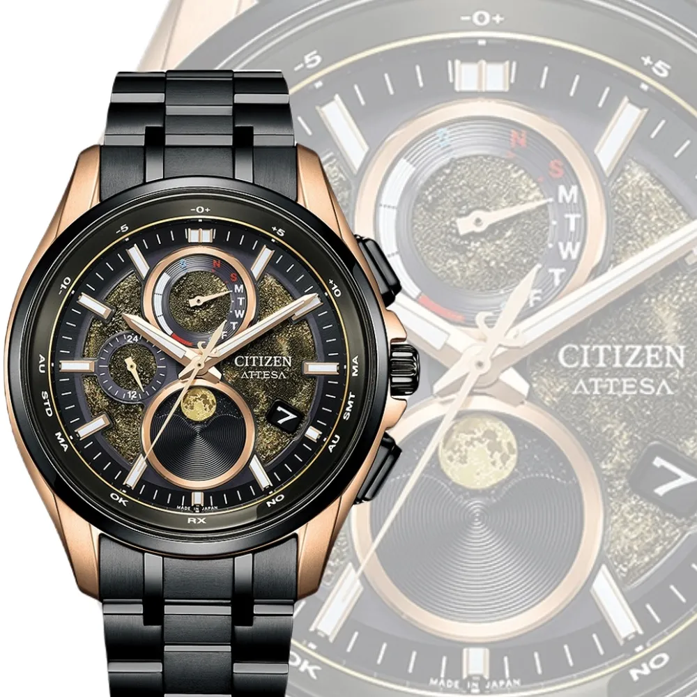 CITIZEN 星辰】HAKUTO-R 限量鈦金屬月相光動能電波腕錶(BY1009