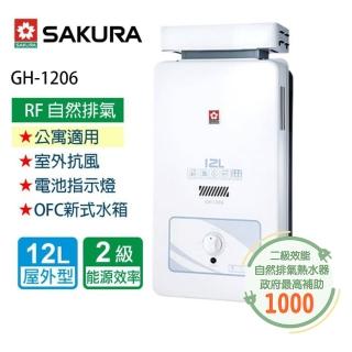 【SAKURA 櫻花】抗風型屋外傳統熱水器 12L(GH1206 NG1/LPG 基本安裝)