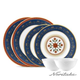 【NORITAKE】皇家大道金邊4盤組27*2+21*2CM(贈白瓷飯碗12CM 2入)